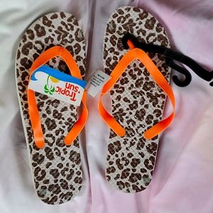 Cheetah print flip flops